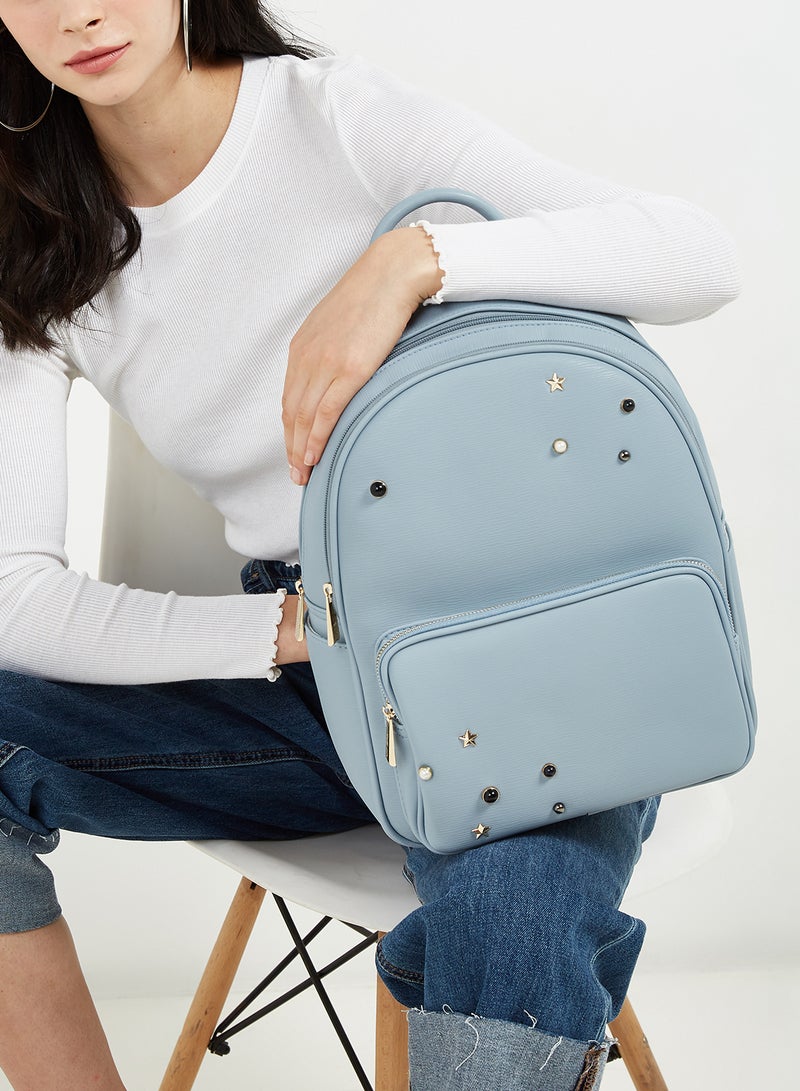 YUEJIN - Faux Leather Backpack Blue - Image 1