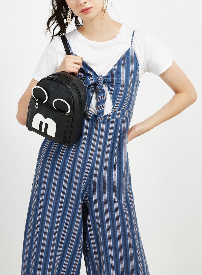 YUEJIN Girl's Faux Leather Backpack Black/White - Image 3