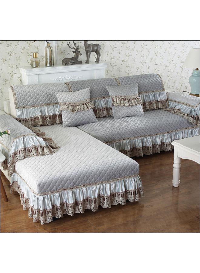 European Style Decorative Sofa Slipcover Grey/Brown 