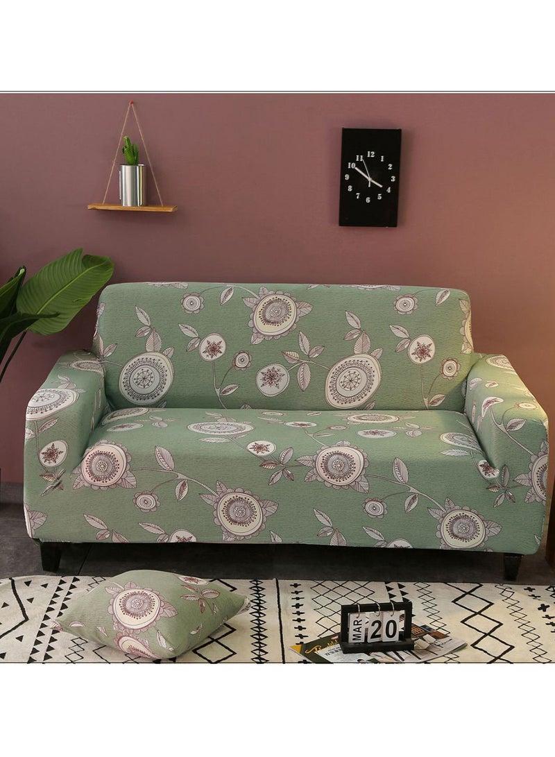 غطاء أريكة مزين بنقشة عصرية أخضر/أبيض 235-300سم