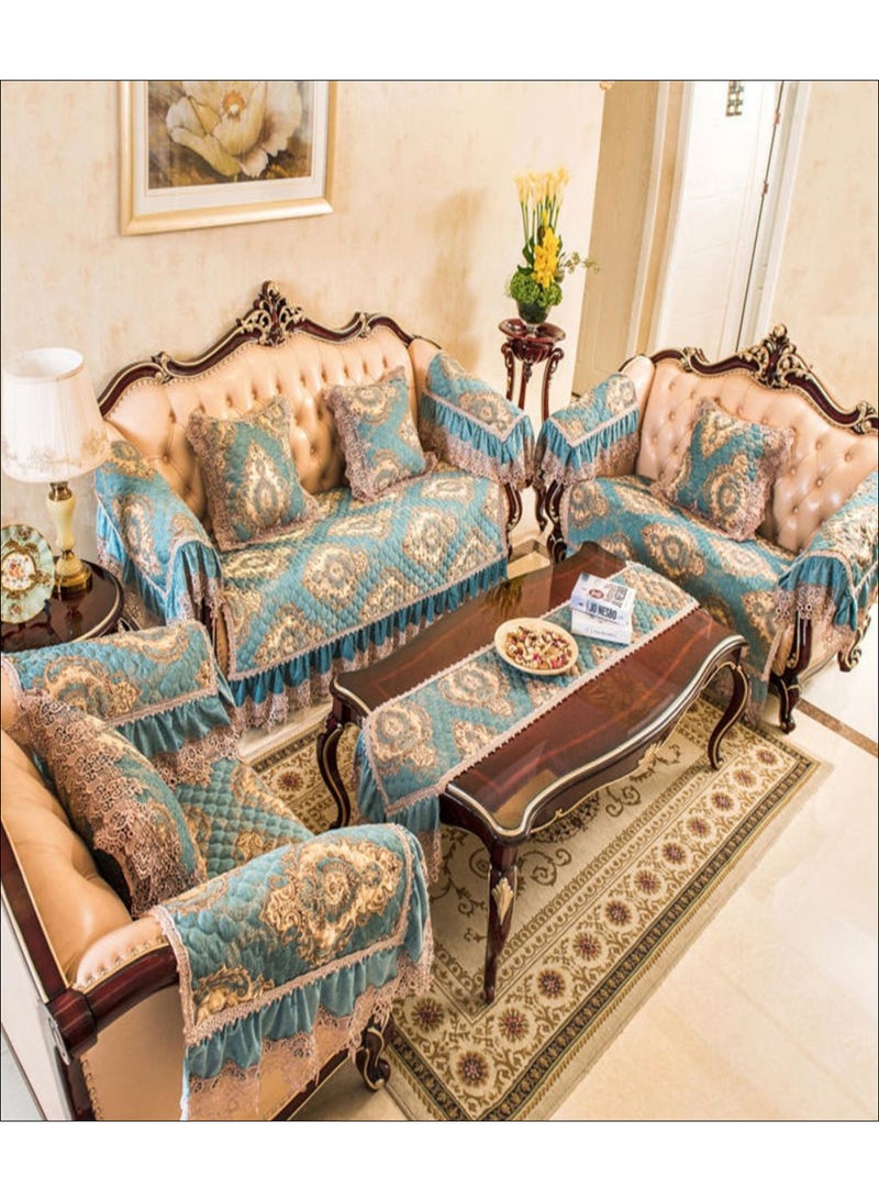 European Luxury Style Sofa Slipcover Blue/Beige 60x50cm