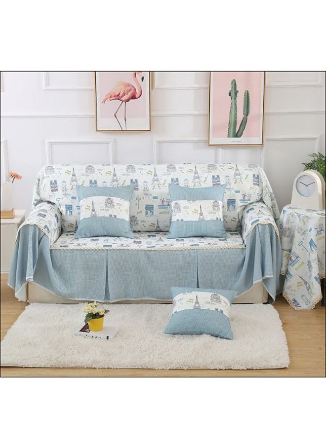 Cartoon Fresh Style Sofa Slipcover Blue/White 350x215cm
