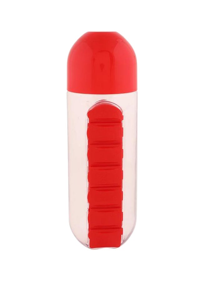 SWISS MILITARY 2-In-1 Portable Medicine Organizer Water Bottle Red/Clear 600ml 