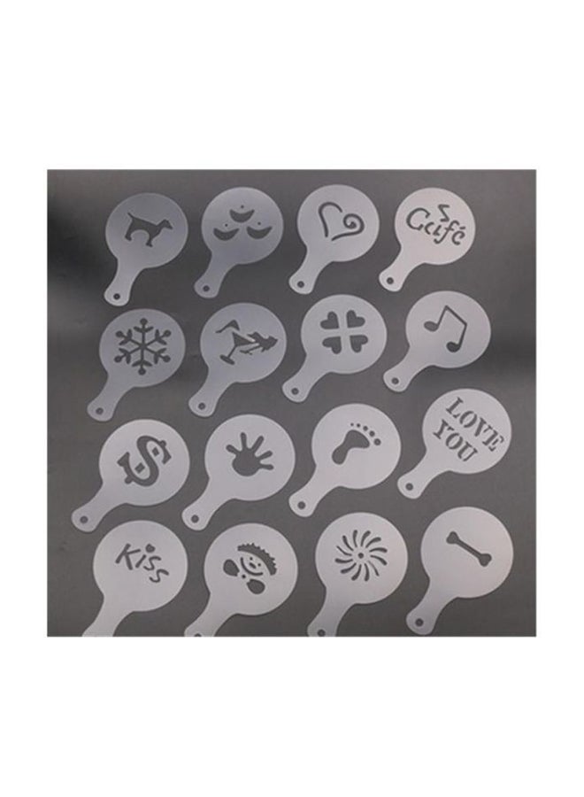 16-Piece Coffee Decorating Stencils White 9centimeter - Image 2