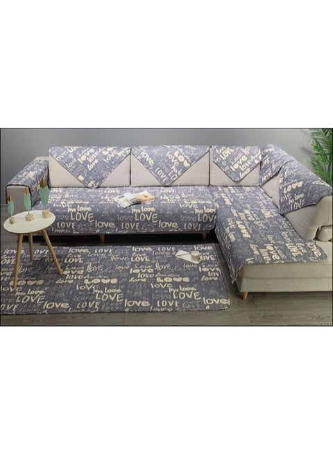 Simple Modern Letter Pattern Comfortable Sofa Slipcover Grey