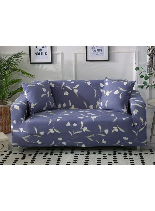 Simple Flower Printed Comfortable Sofa Slipcover Blue