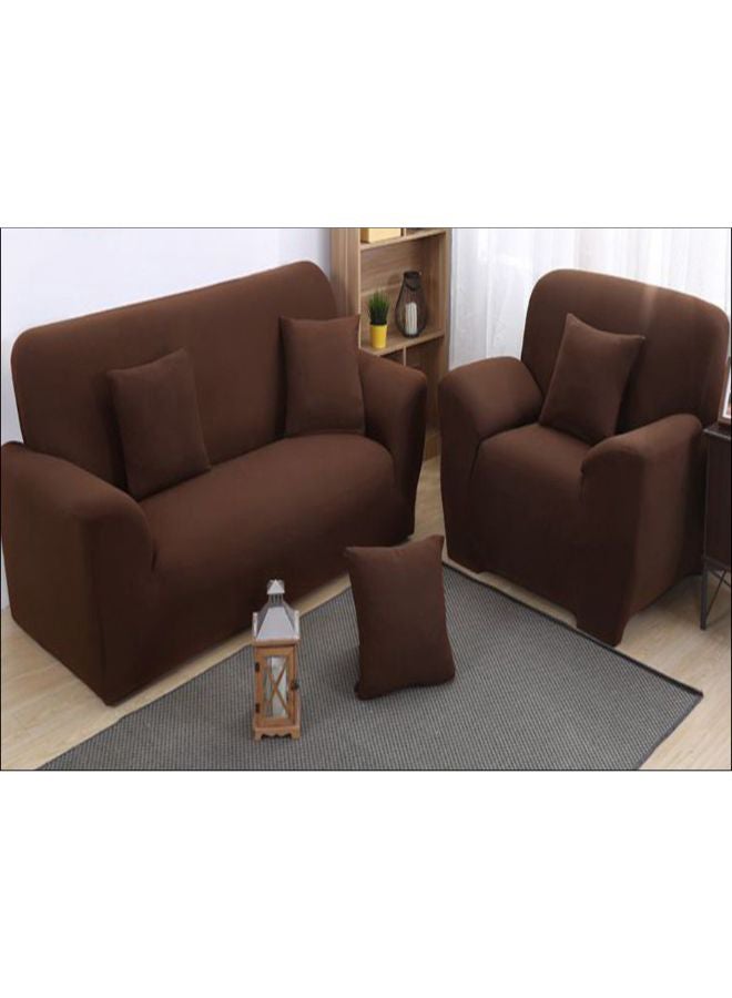 3-Piece Solid Pattern Elasticity Dust-Proof Slipcover Sets Coffee 235-300cm 