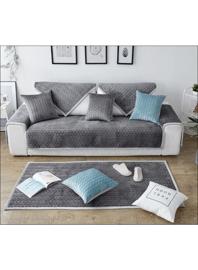 Anti-Skidding Solid Pattern Sofa Slipcover With Pillowcase Grey 110x180cm