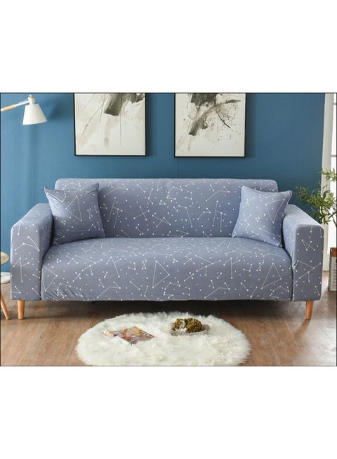 Simple Comfortable Printed Couch Sofa Slipcover Blue 145-185cm