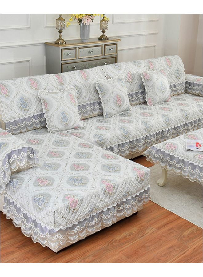 Non Slip Pastoral Style Floral Printed Protector Sofa Slipcover Multicolour 90x240cm
