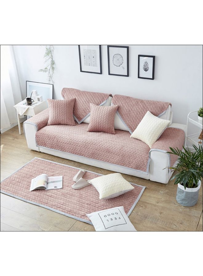 Anti-Skidding Cushion Simple Home Linen Sofa Slipcover Pink 90x240cm