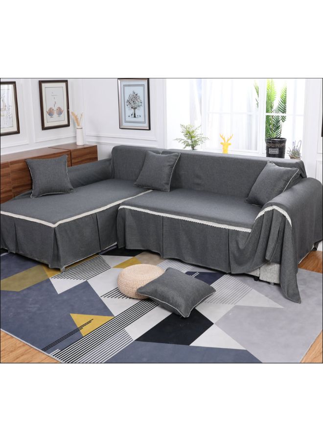 Generic Modern Brief Style Full-Covered Sofa Slipcover Grey/White 215x300cm 