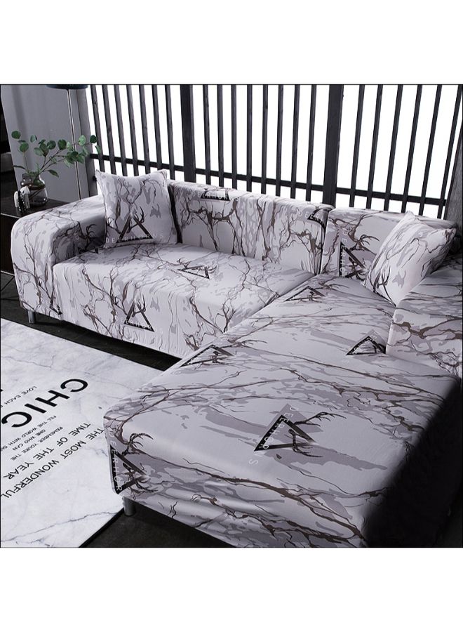 Nordic Style Marbling Pattern Anti-Slip Sofa Slipcover Grey 145x185cm