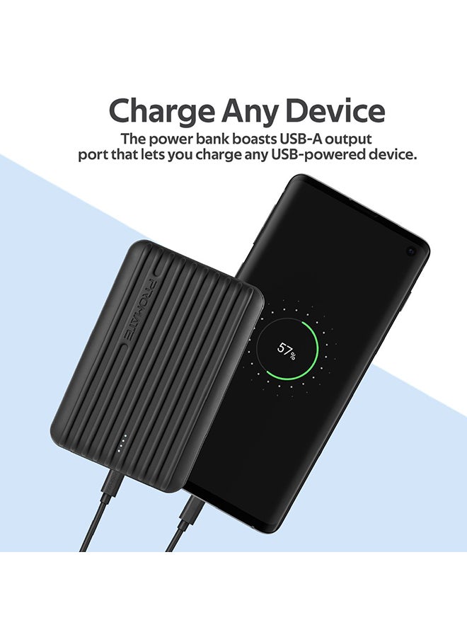 باور بنك قوي بمنفذي إدخال Type-C وUSB مايكرو لشحن فائق السرعة بتيار 2.1 أمبير مزود أيضاً بمخرجي
USB وUSB-C، ومنظم جهد تلقائي مناسب للأجهزة التي تدعم USB وType-C، طراز Titan-10C 10000.0 mAh أسود