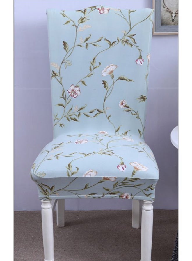 Flower Printed Chair Cover Green/Off White/Turquoise