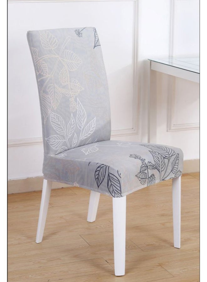 Leaves Printed Chair Cover Grey/Blue/Beige