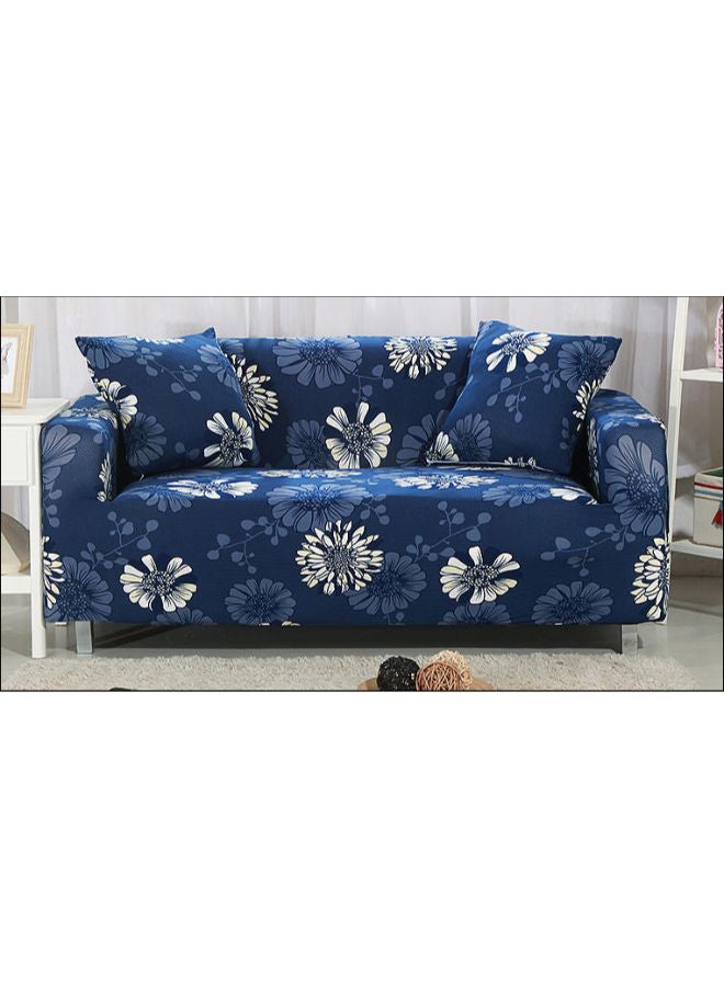 Floral Print Sofa Slipcover Blue/White/Grey