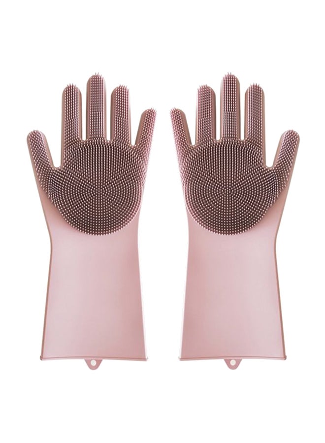 2-Piece Silicone Dishwashing Glove Pink 10cm - Image 1