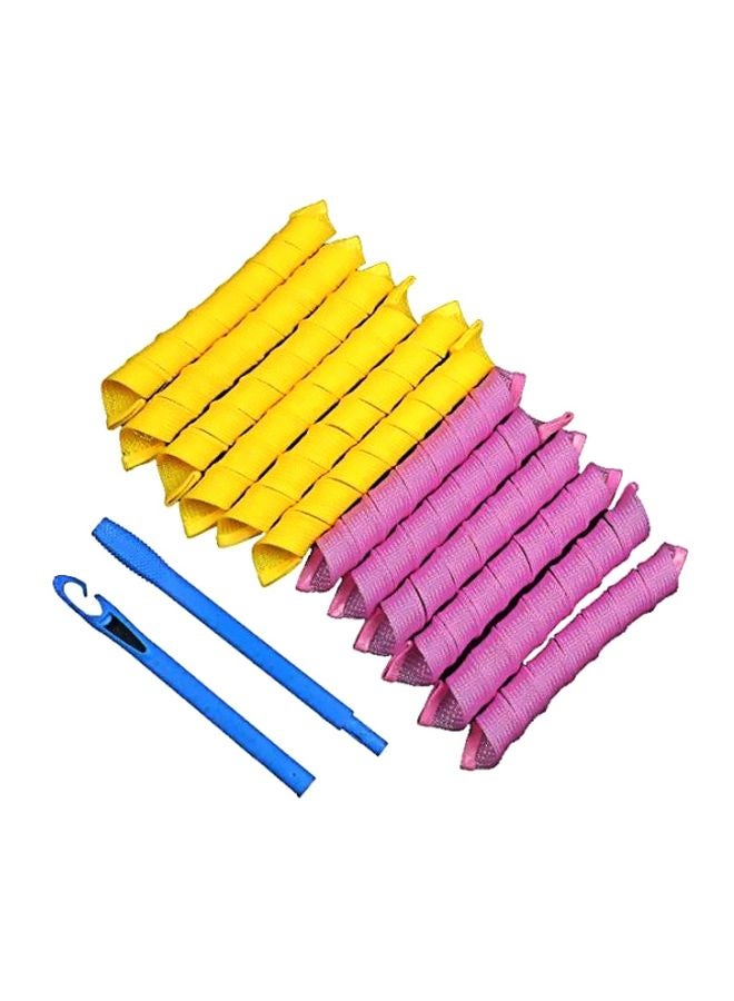 مجموعة بكرات رائعة لتجعيد الشعر بفاعلية مكوّنة من 12 قطعة وردي/أصفر/ أزرق 55سم