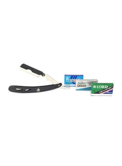 Pack Of 21 Straight Edge Razor With Double Edge Blades Set Black/Silver - v1571378072/N29273157A_1