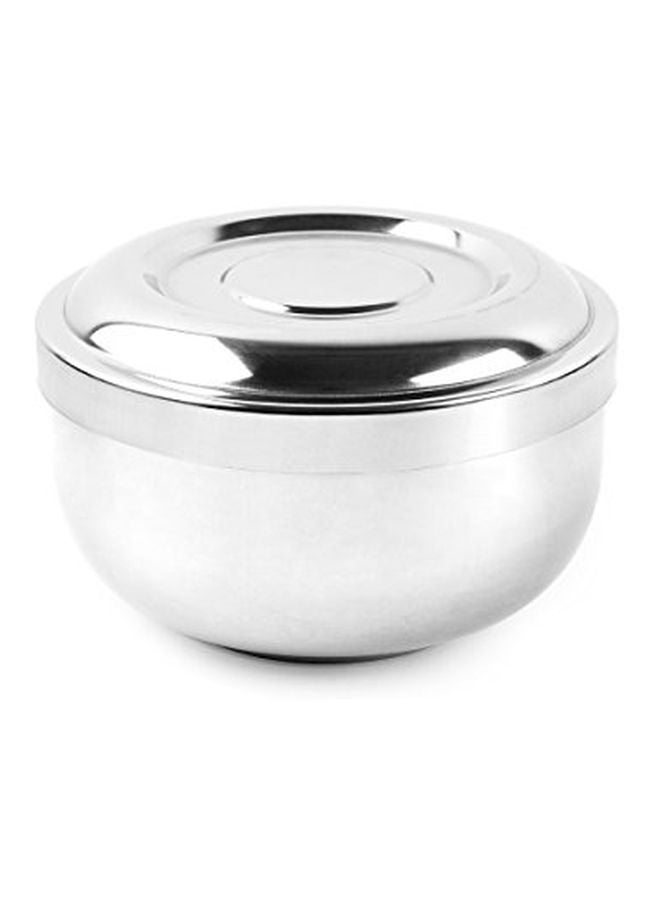 QSHAVE Stainless Steel Shaving Soap Bowl With Lid Silver - Image 1