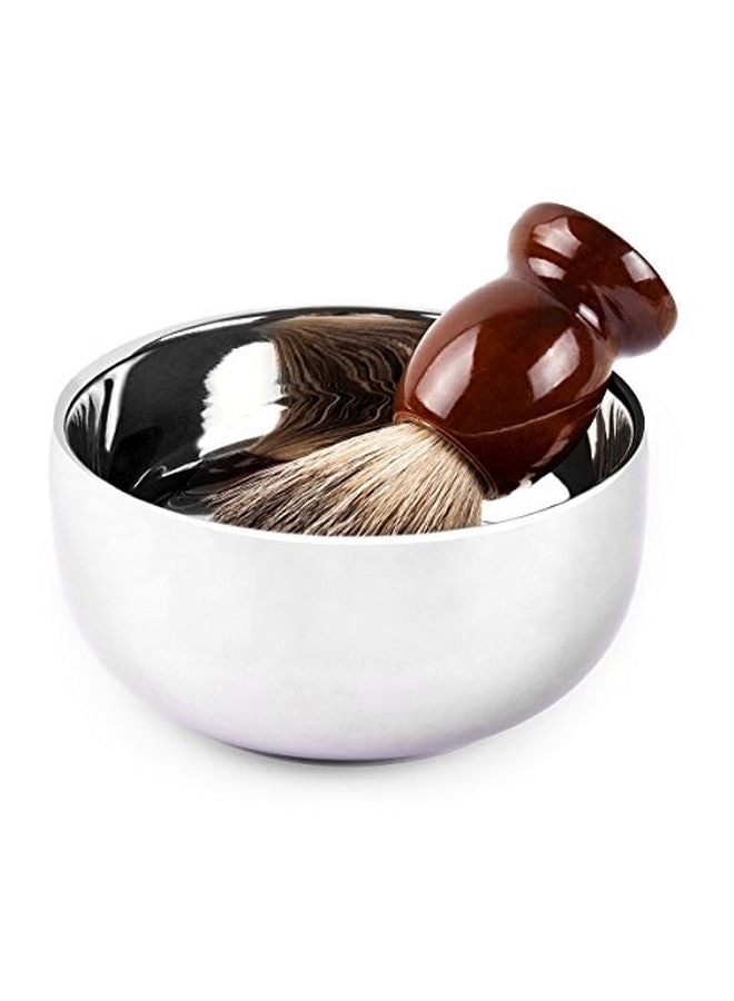 QSHAVE Stainless Steel Shaving Soap Bowl With Lid Silver - Image 2