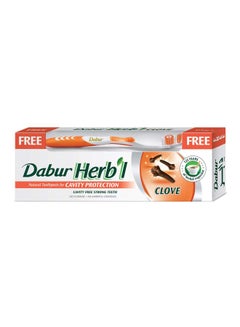 Dabur Clove Toothpaste With Toothbrush Set Orange/White 