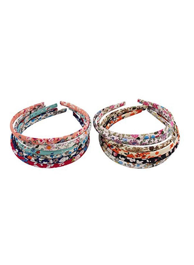 Candygirl 12-Piece Floral Printed Plastic Headband Set Multicolour - Image 1