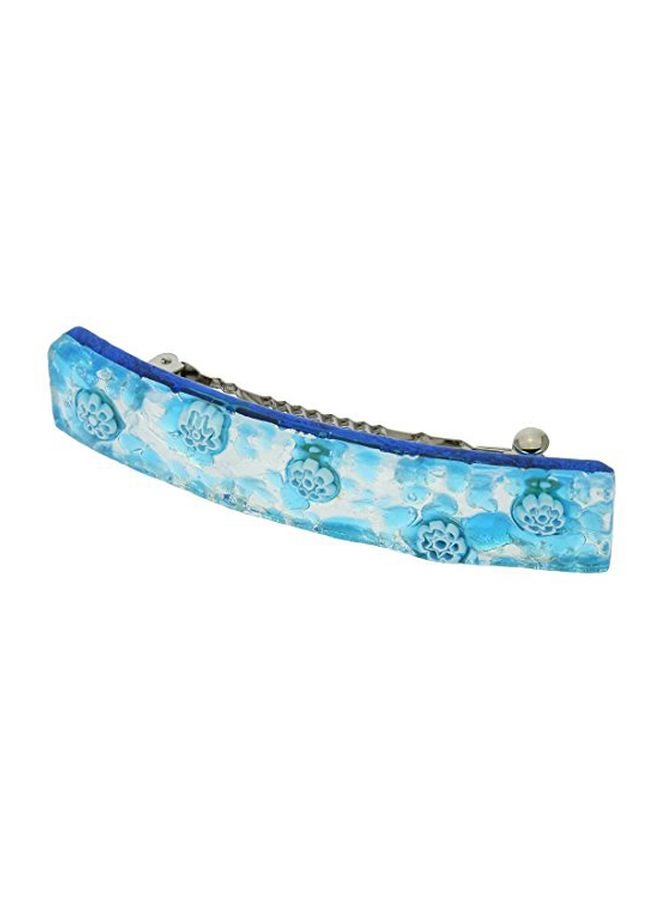 GlassOfVenice Murano Glass Venetian Reflections Hair Clip Aqua Silver - Image 1