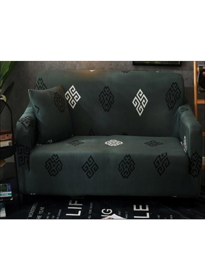 Geometric Printed Dust Proof Sofa Slipcover Green/Black/White 195 x 230cm