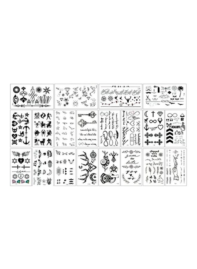 Glaryyears Pack Of 20 Temporary Tattoo Sheets Black - Image 1