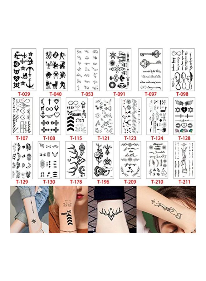 Glaryyears Pack Of 20 Temporary Tattoo Sheets Black - Image 2