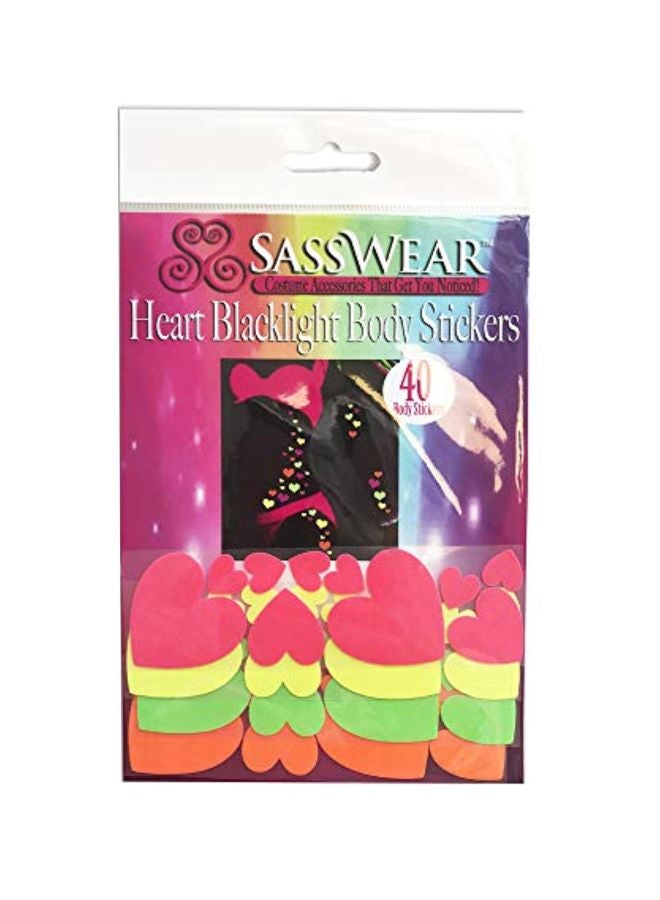 Sasswear 40-Piece Blacklight Heart Body Sticker Multicolour - Image 1