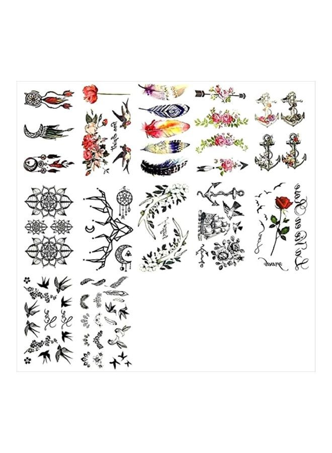 12 Sheet Temporary Tattoo - Bird Feather Multicolour - v1571386295/N31090549A_1