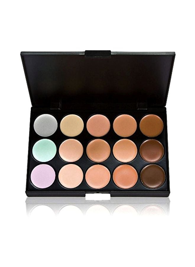 آنسيلف طقم علبة كريم مكياج ب 15 لونا مع إسفنجة منفوخة وفرشاة بيضاوية متعدد الألوان - Image 2