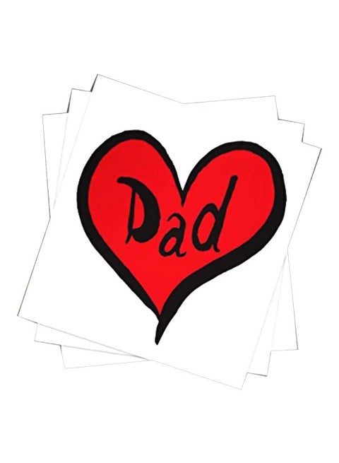 Pack Of 3 Heart Shaped Temporary Tattoo Sheets Red/Black
