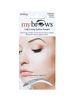 2-Pair Eyebrow Sticker Set Medium Brown