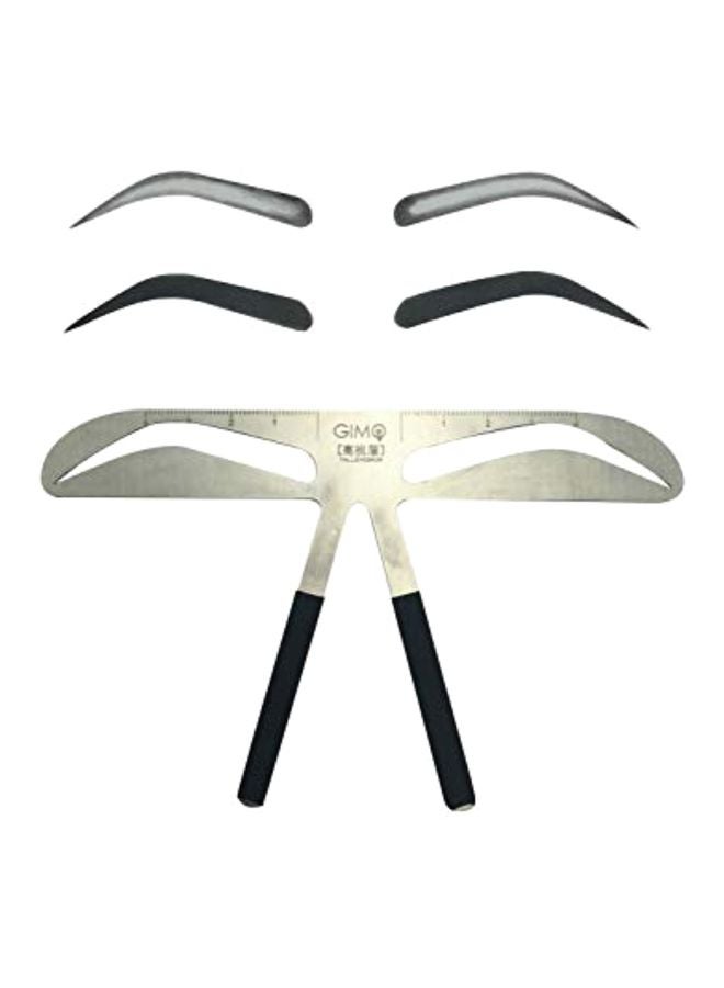 JX Eyebrow Stencil Ruler Black/Silver - Image 1
