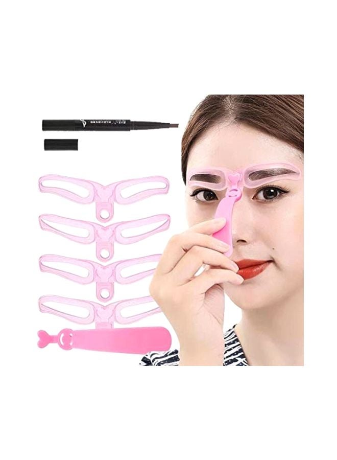 Auch - 4-Piece Eyebrow Stencil Set With Eyebrow Pencil Pink - Image 1