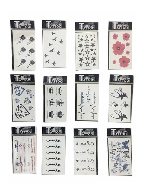 12-Piece Temporary Tattoo Sticker Set