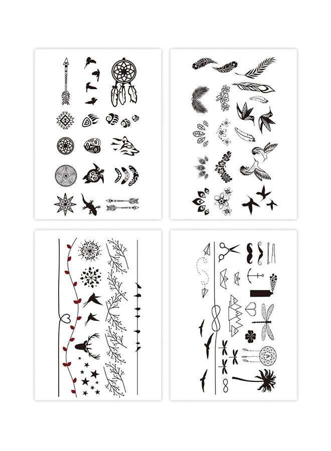 4-Piece Simple Design Temporary Tattoo Sticker Set  - Image 1