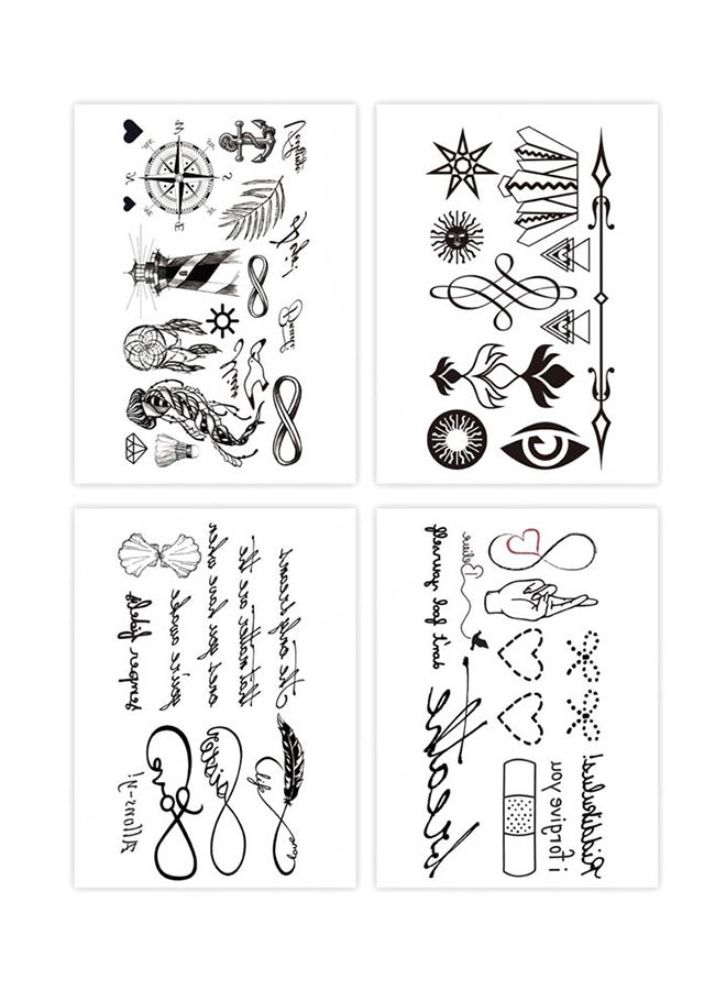 4-Piece Letter Design Temporary Tattoo Sticker Set  - Image 1