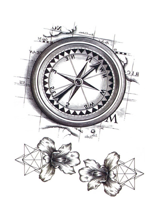Generic - Vivid Vintage Compass Pattern Temporary Tattoo Sticker - Image 1