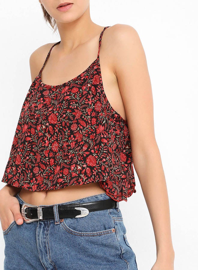 FOREVER 21 Floral Tulip Back Crop Top Multicolour  - Image 1