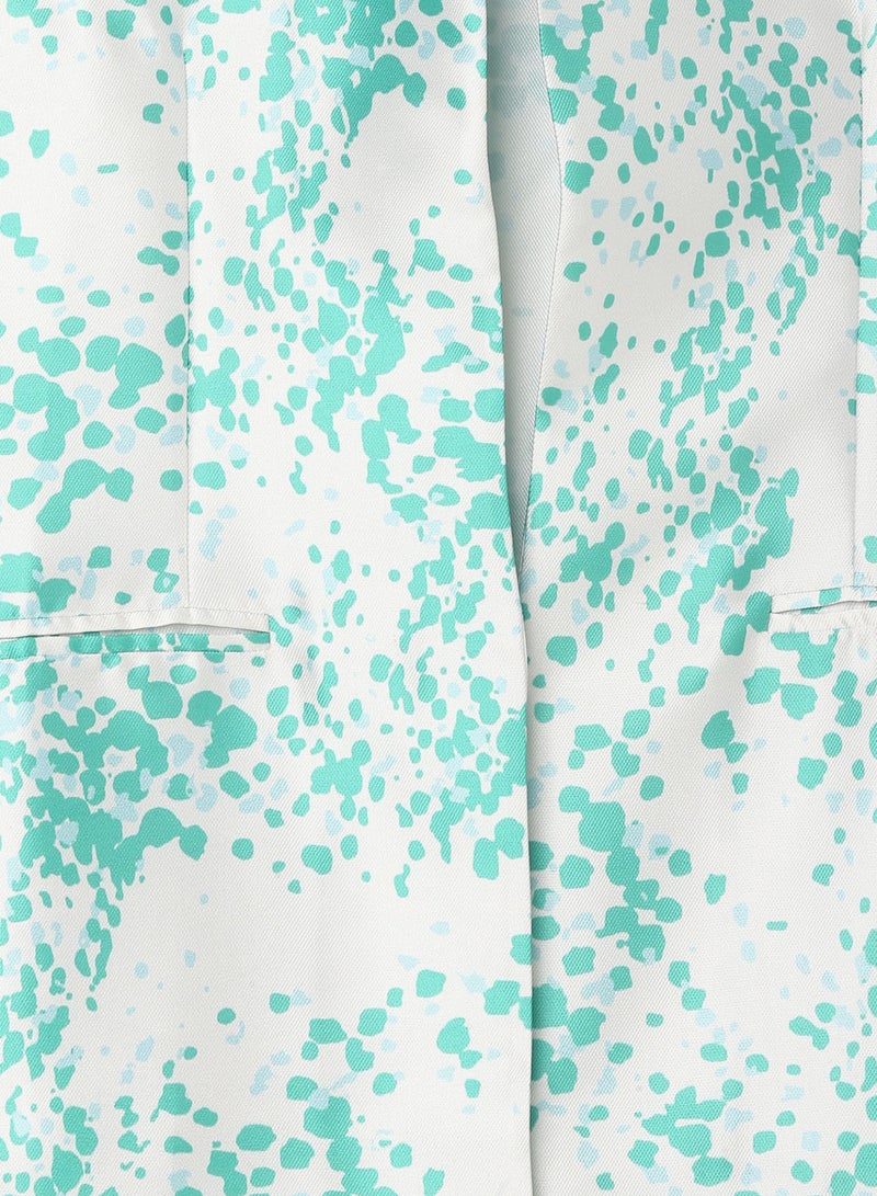 ELEGANZA Printed Sleeveless High Neck Vest Jacket Green Ofwht Mutli - Image 3