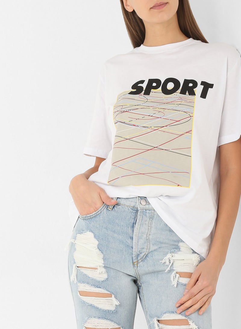 ELEGANZA Printed Short Sleeve T-Shirt White - Image 1