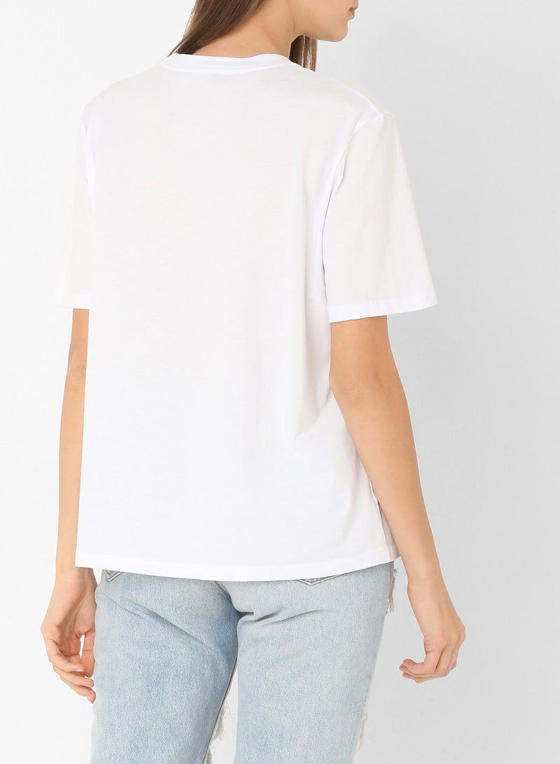 ELEGANZA Printed Short Sleeve T-Shirt White - Image 2