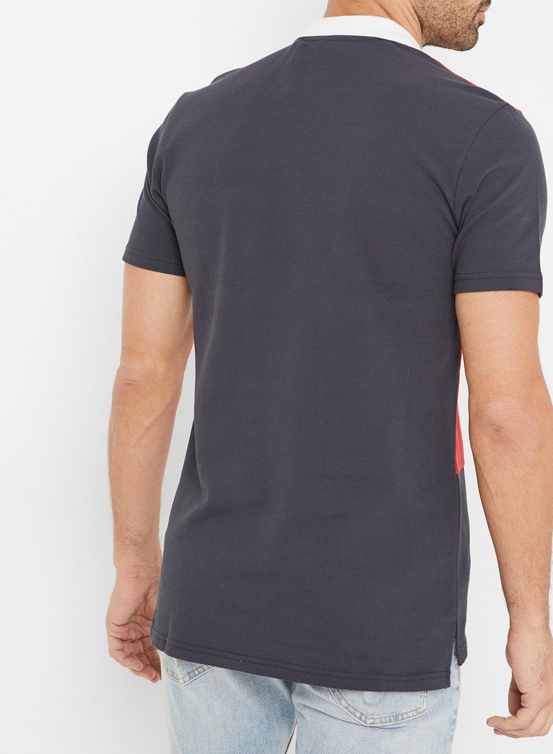 ONLY&SONS - Color Block Short Sleeve Polo T-Shirt Pompeian Red - Image 1