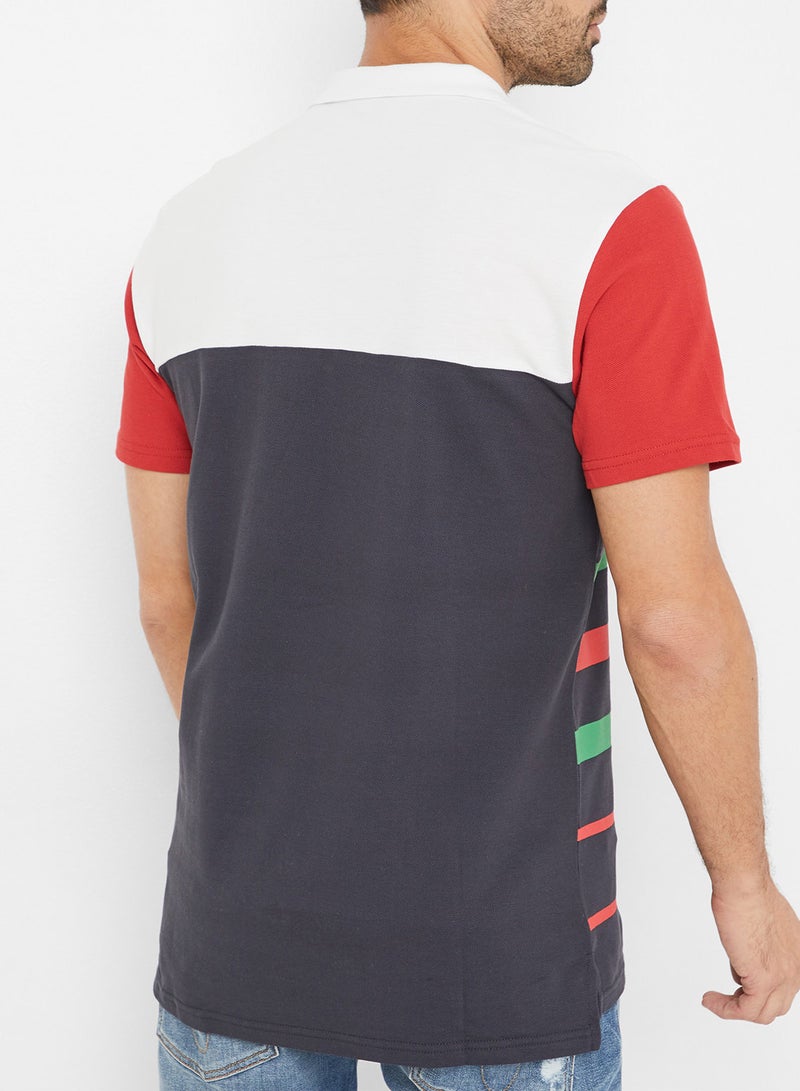 ONLY&SONS - Color Block Short Sleeve Polo T-Shirt Dark Navy - Image 1