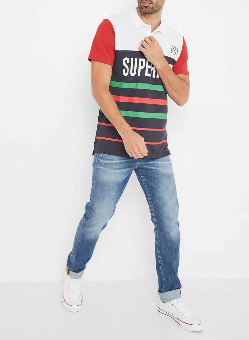 ONLY&SONS - Color Block Short Sleeve Polo T-Shirt Dark Navy - Image 1